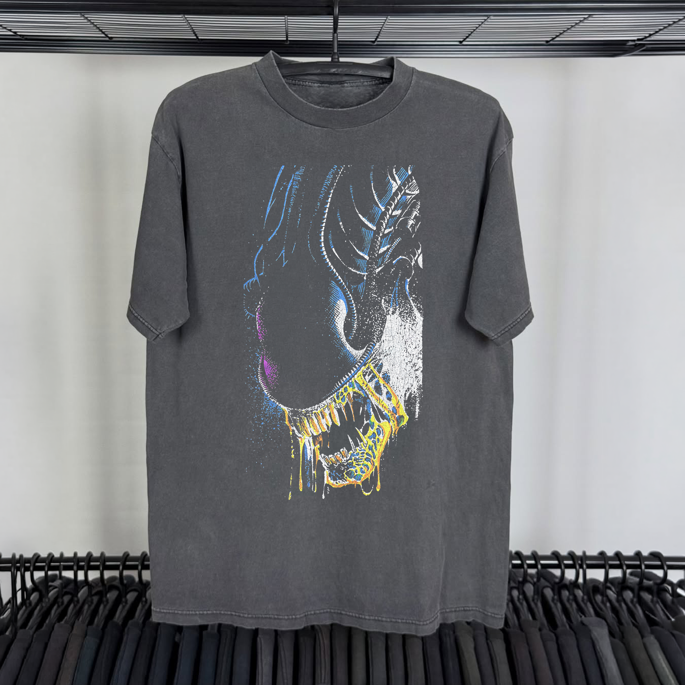 Aliens 1992 Acid Blood Xeno Heavyweight Washed Black Tee – All