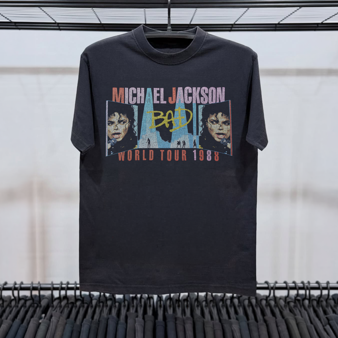 Michael Jackson 1988 Bad Tour Heavyweight Washed Black Tee – All