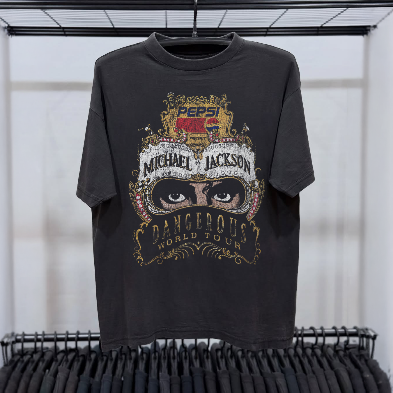 MICHAEL JACKSON DANGEROUS WORLD TOUR HEAVYWEIGHT WASHED BLACK T