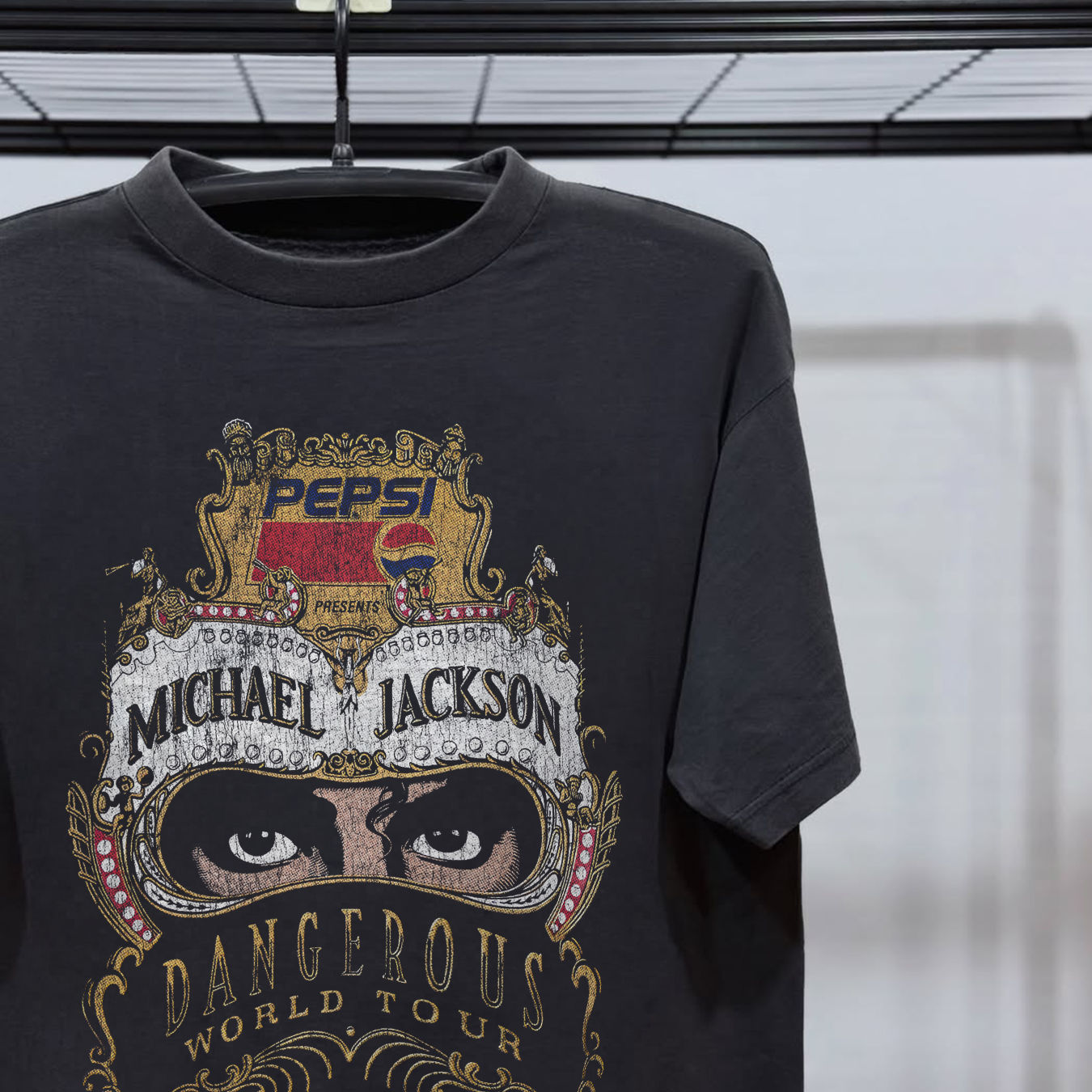 MICHAEL JACKSON DANGEROUS WORLD TOUR HEAVYWEIGHT WASHED BLACK T