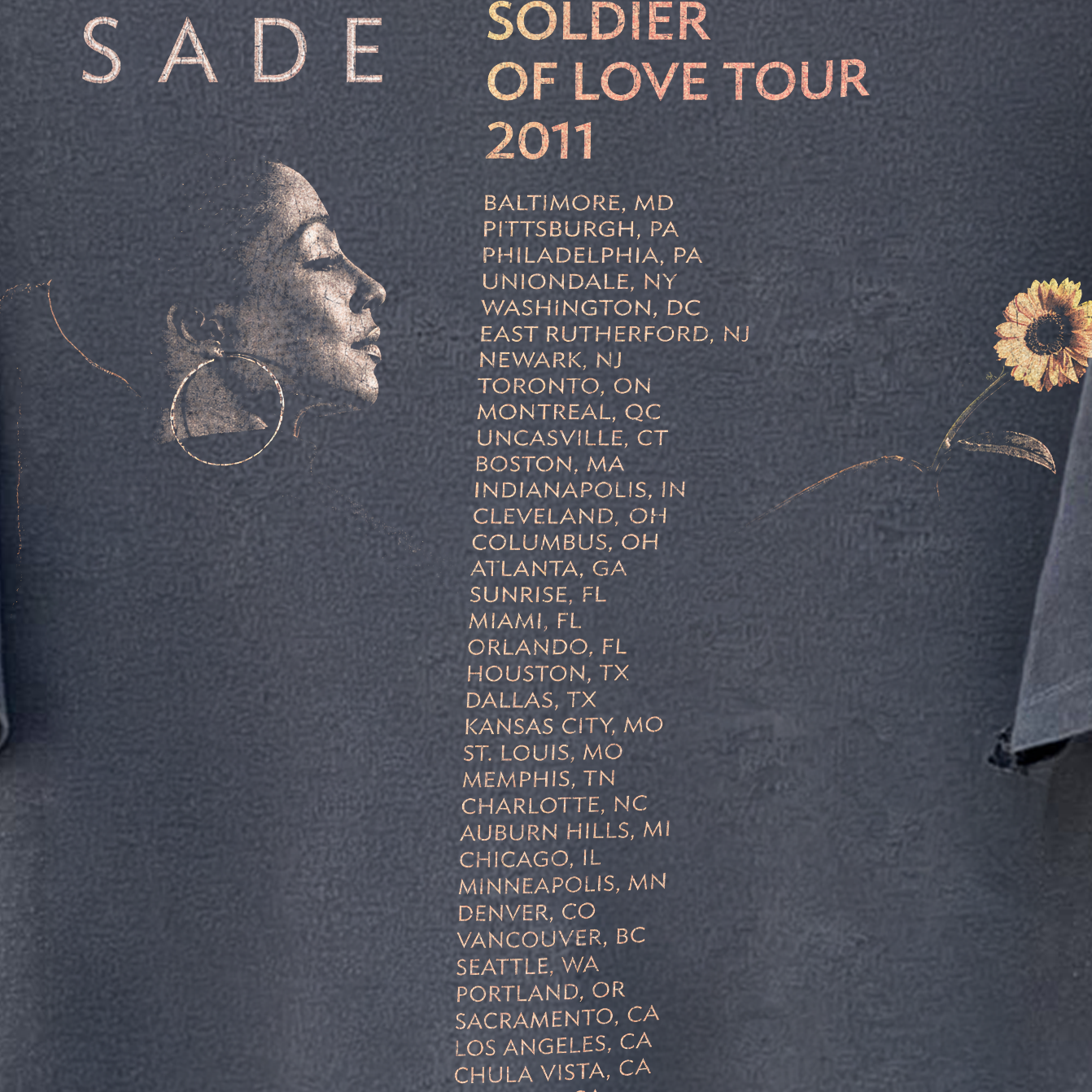 Sade Soldier of Love Tour 2011 Heavyweight Washed Black Tee – All