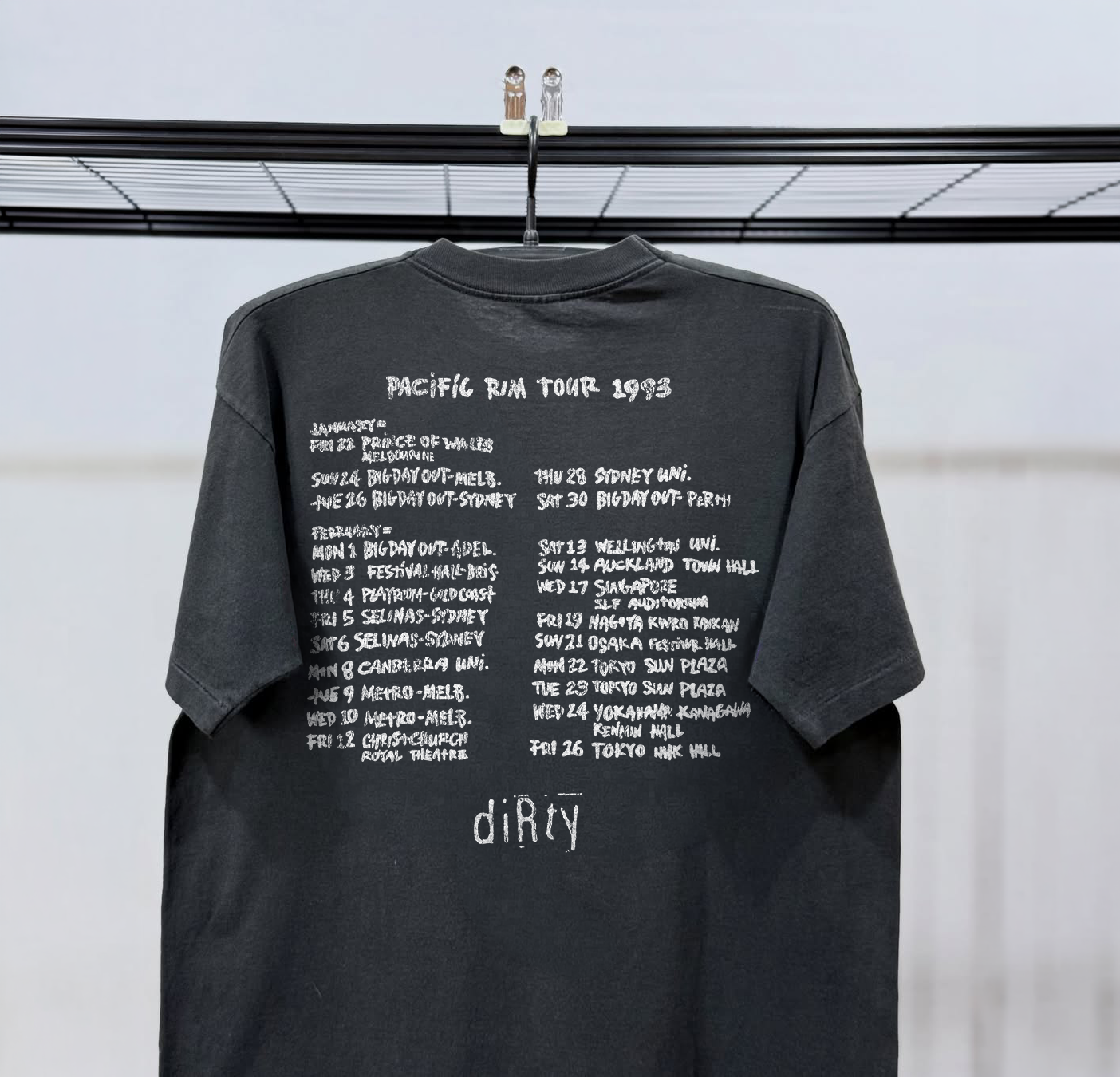 Sonic Youth 1993 Pacific Rim Tour Heavyweight Washed Black Tee