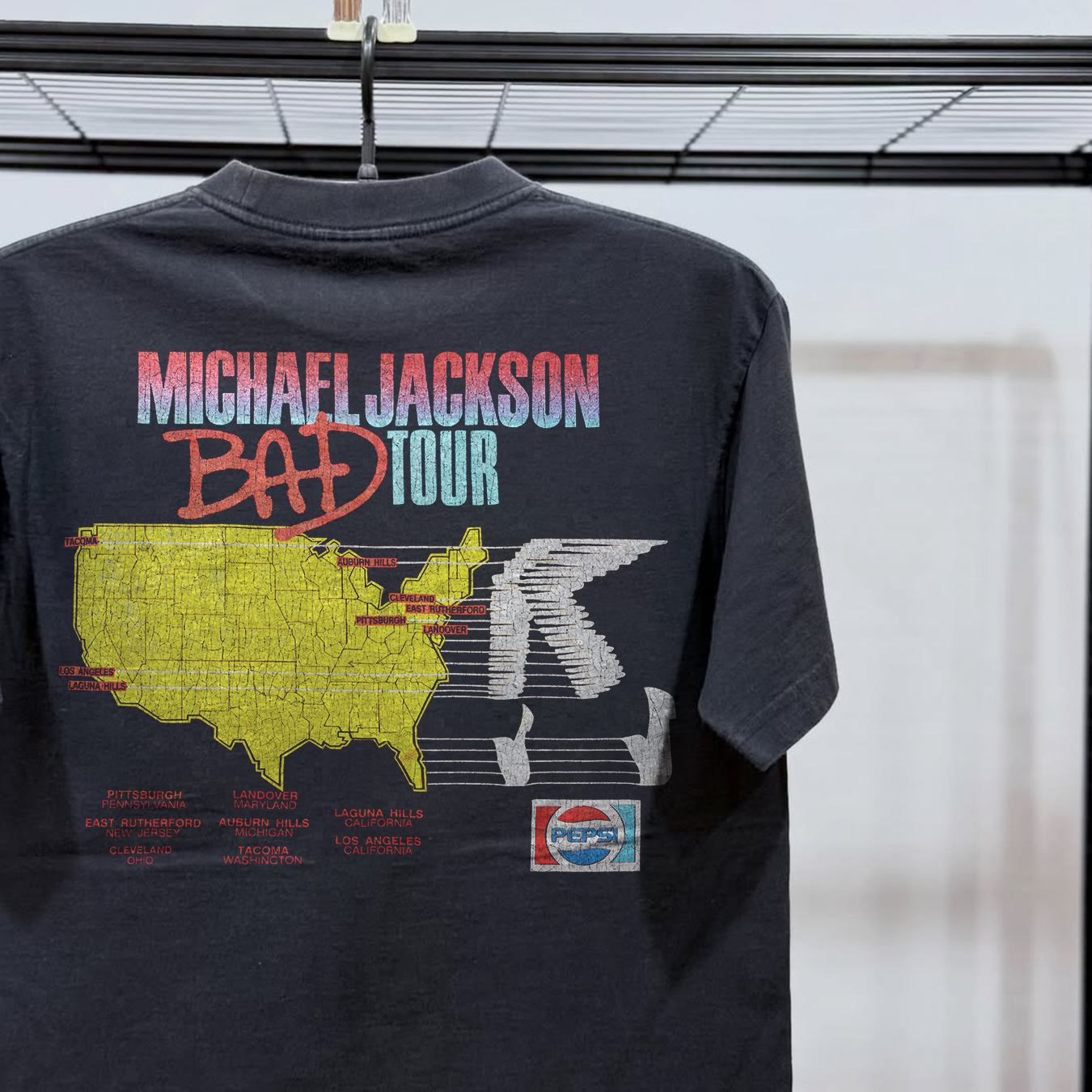 Michael Jackson 1988 Bad Tour Heavyweight Washed Black Tee – All