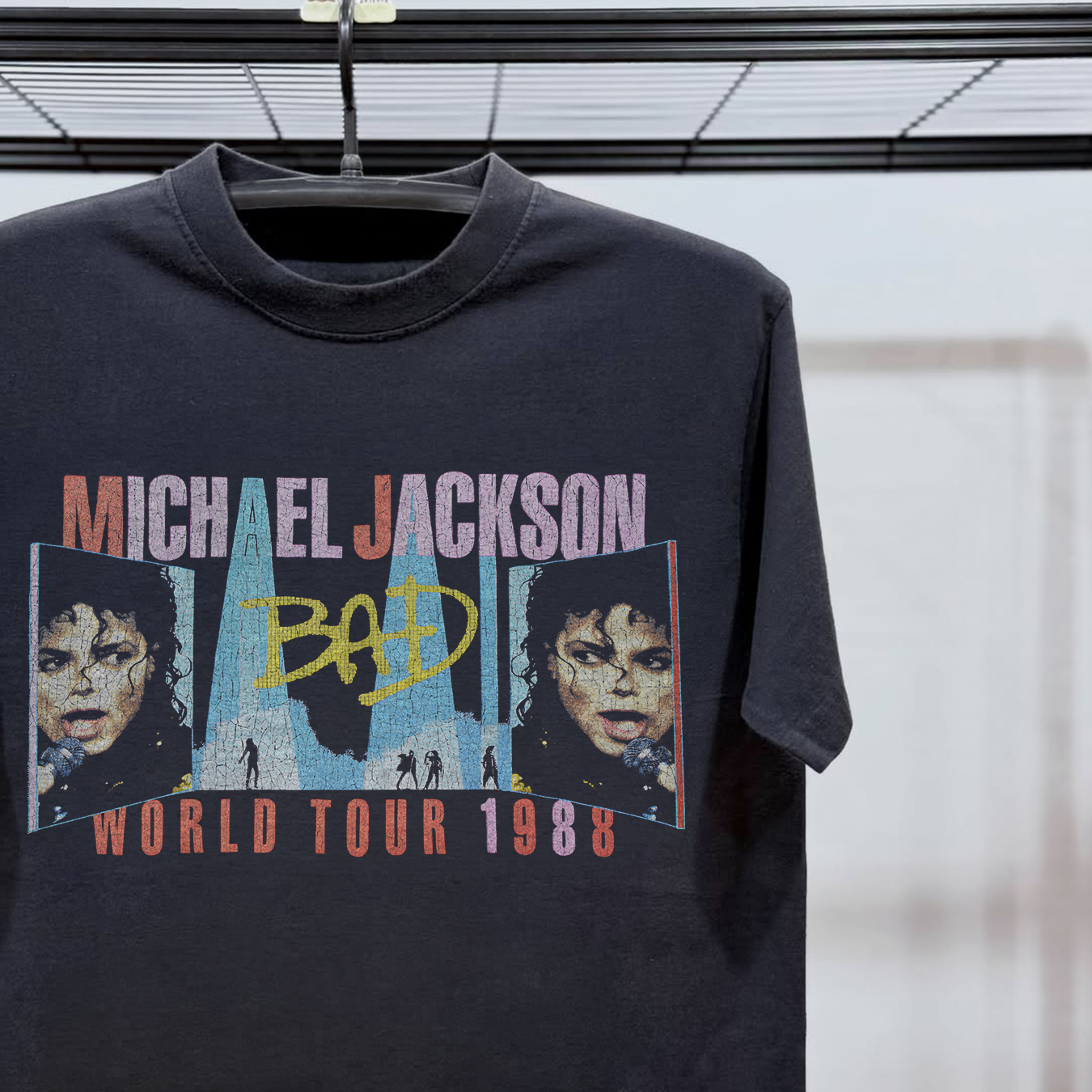 Michael Jackson 1988 Bad Tour Heavyweight Washed Black Tee – All